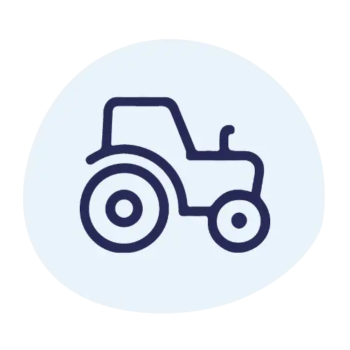 Icon of a tractor representing agriculture and farming applications for UHF and VHF two-way radios.