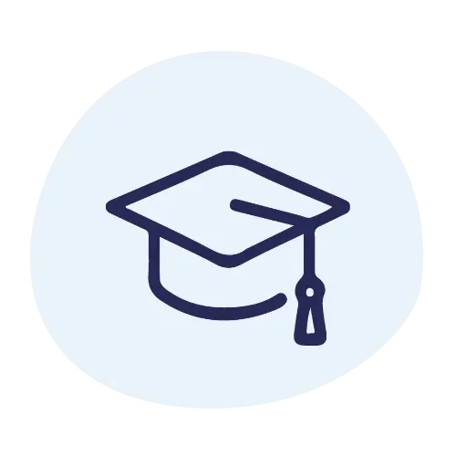 Icon of a graduation cap representing UHF and VHF radio communication in schools and educational facilities.