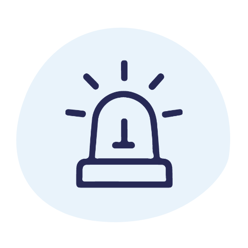 Icon of a flashing emergency light symbolising UHF and VHF radio use in emergency services and first responder communication.