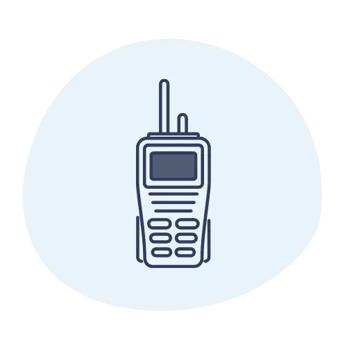 Illustration of a two-way radio labeled “1 Grader”